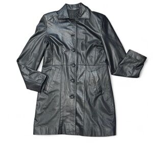 Marruecos Colombian leather Women's Black Leather Coat Size M